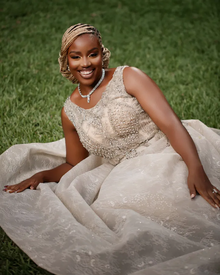 Bride in beaded gown